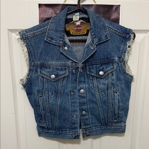 Harley-Davidson Blue Denim Vest with Silver Accents